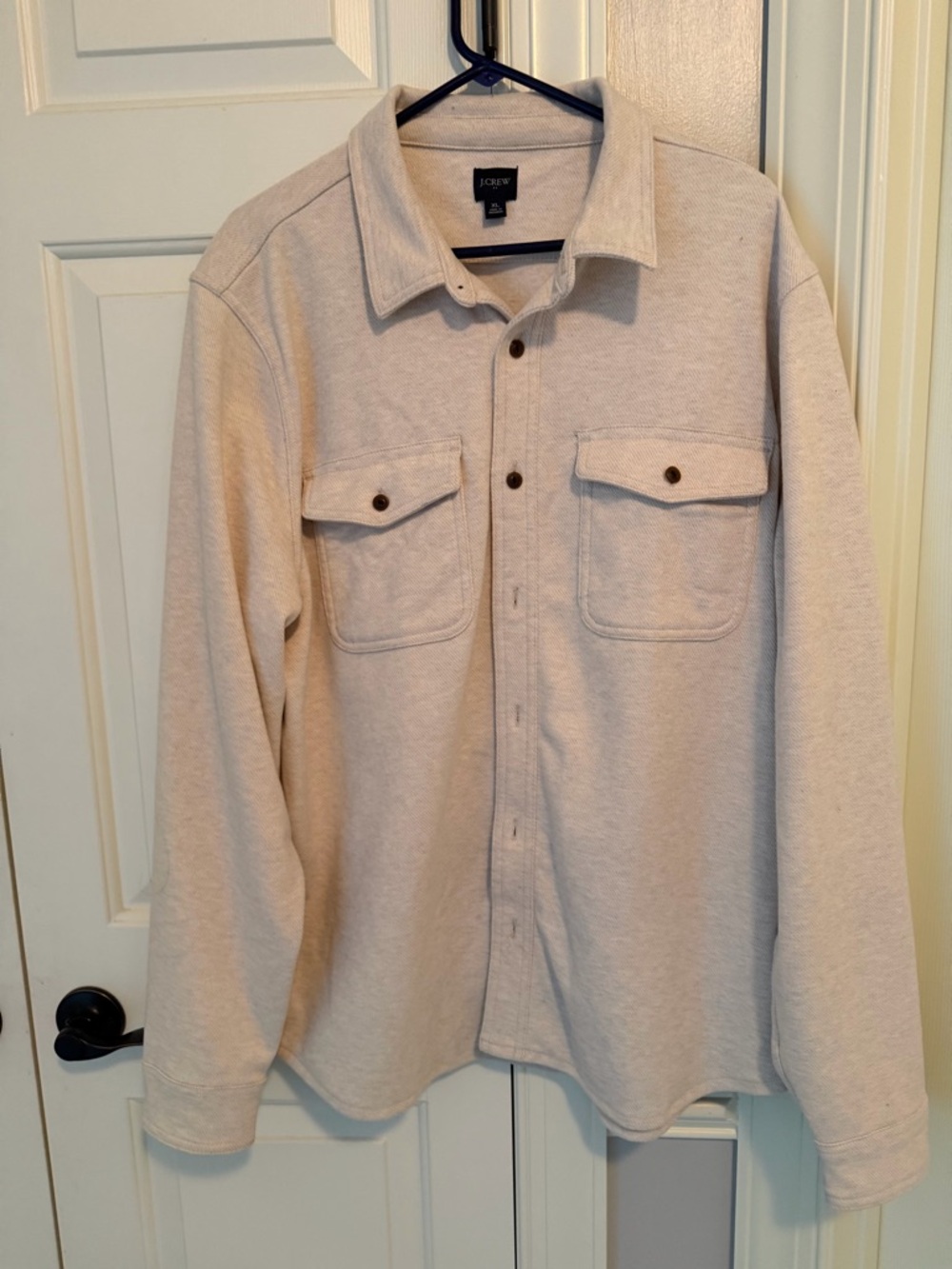 J. Crew Men's Light Cream Shirt Jacket with Chest Pockets